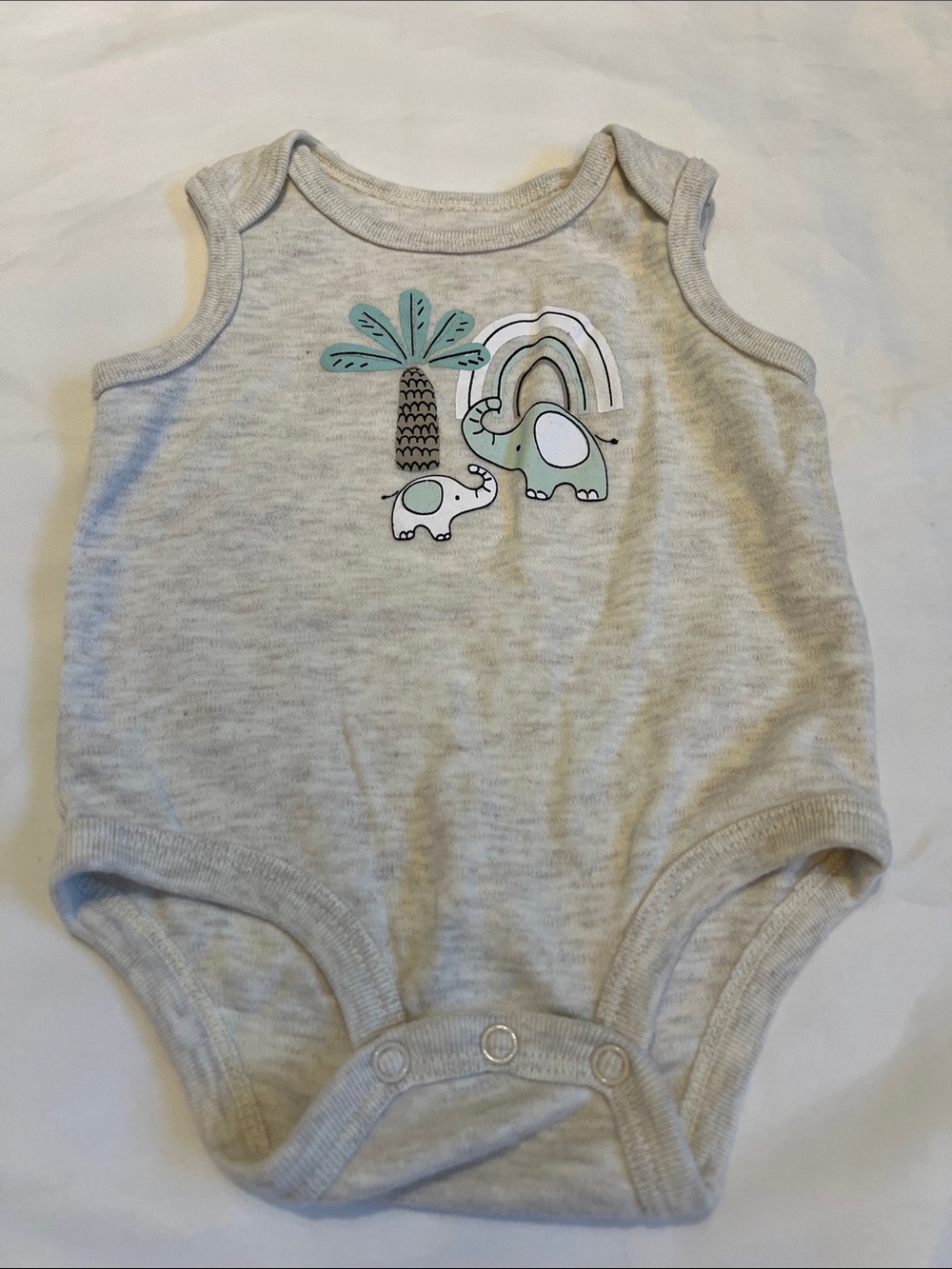 “Bundle 10/$13” lullaby 3-6m Baby Tank Bodysuit with Elephant and Palm Print